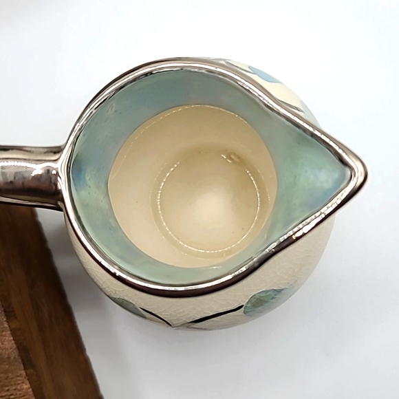 Antique Lancaster Silver Luster Blue Tulip Pitcher - Picture 5 of 6